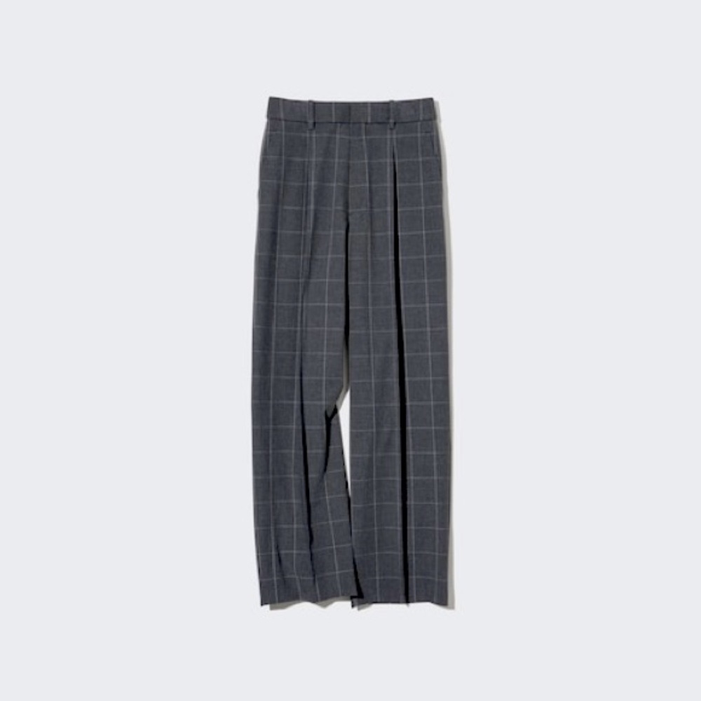 Uniqlo Wide-Fit Pleated Pants in Windowpane